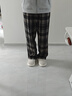 唐狮（TonLion）2024女休闲显瘦松紧格纹加绒休闲裤 黑色调 XL  实拍图