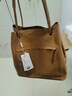 裘真008水桶包女斜挎通勤大容量真皮复古小众植鞣牛皮包包 大象灰-大号 实拍图