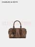CHARLES&KEITH[折扣]复古绒面小方包波士顿包生日礼物送女友CK2-30671820-1 Mocha Brown摩卡棕 S 实拍图