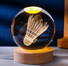 赟娅发光内雕3D羽毛球水晶球摆件周边创意小夜灯男生生日礼物纪念礼品 6CM羽毛球 【礼盒装】 实拍图