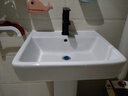 柯鲸 洗手盆方形立柱盆卫生间陶瓷洗手池台盆阳台洗脸盆面盆洗组合 C款立柱盆+下水配件+冷热龙头 实拍图