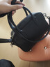 裘真【明星推荐】宽宽包植鞣牛皮休闲斜挎包手提保龄球包女 黑色 实拍图