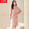 红豆居家 睡衣女秋冬长袖法兰绒睡袍女加绒家居服经典可外穿浴袍 JBJ722 韵灰粉 170/92A  实拍图