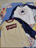 Levi's 李维斯儿童装男童长袖T恤春秋款圆领打底衫百搭撞色插肩袖上衣 焦糖布丁白 120 /60 【建议身高110-116cm】 实拍图