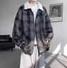 宾迪肯（BINDIKEN）小香风格子羊羔毛外套男秋冬季潮牌宽松棉服大码男装夹克棉衣潮流 A157-M199黑色（羊羔毛加厚） XL （建议140-160斤） 实拍图