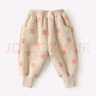 嘟嘟家宝宝裤子加绒冬季男童冬装保暖女童长裤潮儿童休闲裤 米色粉兔120 实拍图
