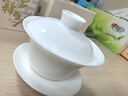金镶玉 盖碗功夫茶具三才盖碗 羊脂玉德化白瓷泡茶杯碗 初夏120ml 实拍图