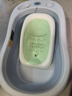 十月结晶婴儿洗澡盆新生儿大号可折叠宝宝浴盆蓝色浴架2件套 实拍图