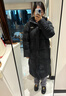 斐乐 斐护科技|斐乐女装长款羽绒服冬季休闲简约连帽保暖羽绒外套 正黑色-BK XL 实拍图