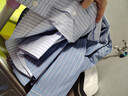 优衣库女装全棉条纹衬衫/长袖衬衣薄外套25秋冬新款479079 61 水蓝色 M /160/84A 实拍图