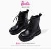 芭比童鞋女童春秋马丁靴单里短筒皮靴儿童百搭黑色靴子DA6569黑色38码 实拍图
