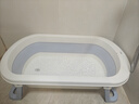 日康（rikang）婴儿洗澡盆折叠盆儿童浴盆 可配浴床浴垫浴网 X1033-3 雾蓝 实拍图