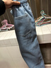 GLM加绒牛仔裤男冬季潮流直筒裤子男百搭美式宽松休闲裤浅蓝加绒M 实拍图