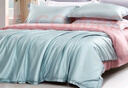 富安娜床上四件套纯棉60s长绒棉贡缎床品 单双人纯色床单被套 1.8米床浅绿 实拍图