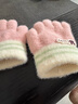 爱宝适婴儿手套秋冬保暖加绒宝宝拼色五指手套儿童分指手套 浅粉兔 2258 实拍图