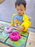 贝瑞加（Babyprints）儿童罩衣男女宝宝围裙吃饭反穿衣画画围兜饭兜防水透气 蓝黄 实拍图