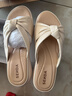 森达拖鞋女夏季外穿高颜值羊皮厚底增高一字拖凉鞋4RO39BT4 米色 39 实拍图