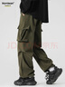 Homlean美式机能伞兵工装裤男秋冬加绒保暖阔腿休闲加厚长裤S6603军绿M 实拍图