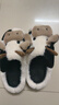 细细条（XIXITIAO）情侣可爱小奶牛棉拖鞋秋冬季男女士居家亲子保暖毛毛拖鞋 半包跟款白色 36-37（适合35-36的脚） 实拍图