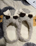 蝴蝶结棉拖鞋女2025秋冬新款室内柔软防滑保暖毛绒包跟居家毛拖鞋 蝴蝶结咖啡 40-41 实拍图