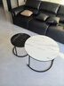 顺冠茶几客厅茶台仿岩板创意北欧茶桌现代小户型简约圆形小桌子极简型 【送货上门】黑架-70白纹+50黑纹 实拍图