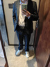 yhv西服套装男士修身青年面试西装商务正装纯色大学生伴郎结婚成人礼 1611黑二扣 2XL (180) 建议135-150斤 实拍图