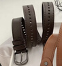 滕阁厢女式皮带百搭裤带女休闲全孔针扣腰饰免打孔牛仔外搭裤腰带军训 咖色 实拍图