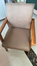 知渡实木椅子扶手靠背椅书桌电脑椅麻将椅家用沙发椅舒适久坐老年人座 胡桃色+咖啡色【布套可拆洗】 实拍图