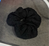 新款奶油泡芙大肠发圈女简约复古褶皱头花头绳丸子头皮筋气质发饰 黑色奶油褶皱发圈 实拍图
