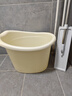 儿童泡澡桶儿童洗澡盆宝宝游泳浴桶可坐家用大号沐浴桶 小号米白色+礼包0~3岁 实拍图