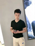 伽维德（JIAWEIDE）纯色短袖T恤男V领夏季新款韩版男士T恤修身运动打底衫大码男装 黑色V领 XL(体重130-145斤) 实拍图