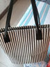 鹏境2025新款帆布手提单肩包包女时尚条纹大容量购物袋休闲通勤托特包 飘带条纹【经典黑】 实拍图