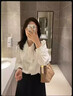 系带蝴蝶结衬衫女春夏季气质百搭衬衣宽松职业内搭正装上衣J301 白色长袖 M （95-110斤） 实拍图