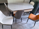 丰舍 餐桌 可变圆桌伸缩折叠实木岩板餐桌椅组合现代轻奢餐桌餐厅饭桌 黑白色-雪山白岩板-101皮椅 【1.35米】 一桌6椅 实拍图