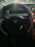 YZ适用tesla特斯拉YL/MY/M3方向盘套把超薄吸汗车内装饰改装丫配件 老款Model3/Y麂皮绒方向盘套-白色 实拍图