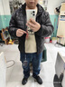 罗蒙（ROMON）秋冬男装羽绒服加肥大码立领连帽300斤宽松轻薄款特大号显瘦潮胖 黑色-连帽 6XL (210-230斤). 实拍图