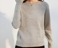 金菊厚款绵羊毛衫女冬季新款点子纱无缝打底圆领休闲女式毛衣 白灰 L  实拍图