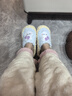 冬季儿童棉拖鞋男女童保暖防滑加绒亲子包跟中小童宝宝毛毛棉拖鞋 升级版天蓝兔子拖鞋 12 40/41码（适合39/40脚穿） 实拍图