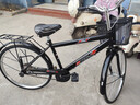 美昱山地自行车男城市自行车学生淑女单车成人实心胎通勤车 三角梁-豪华版-黑色 26寸充气胎【建议160-180cm】 实拍图