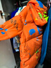 鸭鸭25新款冬装男童中长款羽绒服宝宝小童儿童印花加厚外套 橘色 130 实拍图