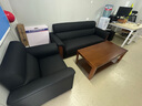 华懿 办公沙发办公室三人位商务接待会客洽谈新中式真皮沙发茶几组合 经典黑【纳帕皮】 3+1+中式长茶几 实拍图