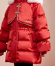 迪士尼（Disney）新秋款冬季女童中国风加厚连帽90中长款白鸭绒羽绒衣服外套 452红色    90白鸭绒 130 充绒量约116g 实拍图