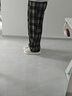 唐狮（TonLion）2024女休闲显瘦松紧格纹加绒休闲裤 黑色调 XL  实拍图