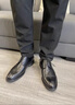百丽男鞋2025商务正装休闲增高软底真皮鞋 黑色A2247（三接头款） 40 实拍图