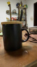 无泥（WUNI） 欧式磨砂黑色哑光马克杯带勺盖高档大容量陶瓷水杯子创意咖啡杯 黑色哑光马克杯 配盖勺 实拍图