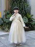 小咔衣浓儿童礼服公主裙花童婚纱小女孩主持人长袖女童加绒钢琴演出服秋冬 香槟色加绒加厚长款 130 实拍图