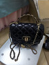 CHARLES&KEITH菱格链条手提斜挎包小方包包女包生日礼物CK2-50701608 Black黑色 S 实拍图