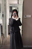 蝶娇诺（DIEJIAONUO）连衣裙女装2025年冬季新款韩系小香风千金感氛围感穿搭女套装复古 黑灰套装+腰带 S 实拍图
