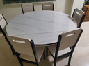 初屋 餐桌 岩板餐桌椅组合现代简约伸缩折叠圆桌家用小户型实木饭桌子 黑白色-雪山白岩板-实木椅子 1.35m 一桌六椅 实拍图