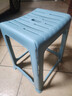 茶花（CHAHUA）塑料凳子家用加厚大人餐桌椅方凳板凳塑胶凳 【蓝灰色】 47cm 【4个装】条纹高凳 实拍图